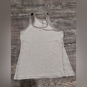 lululemon athletica Tan and White Striped Tank Top